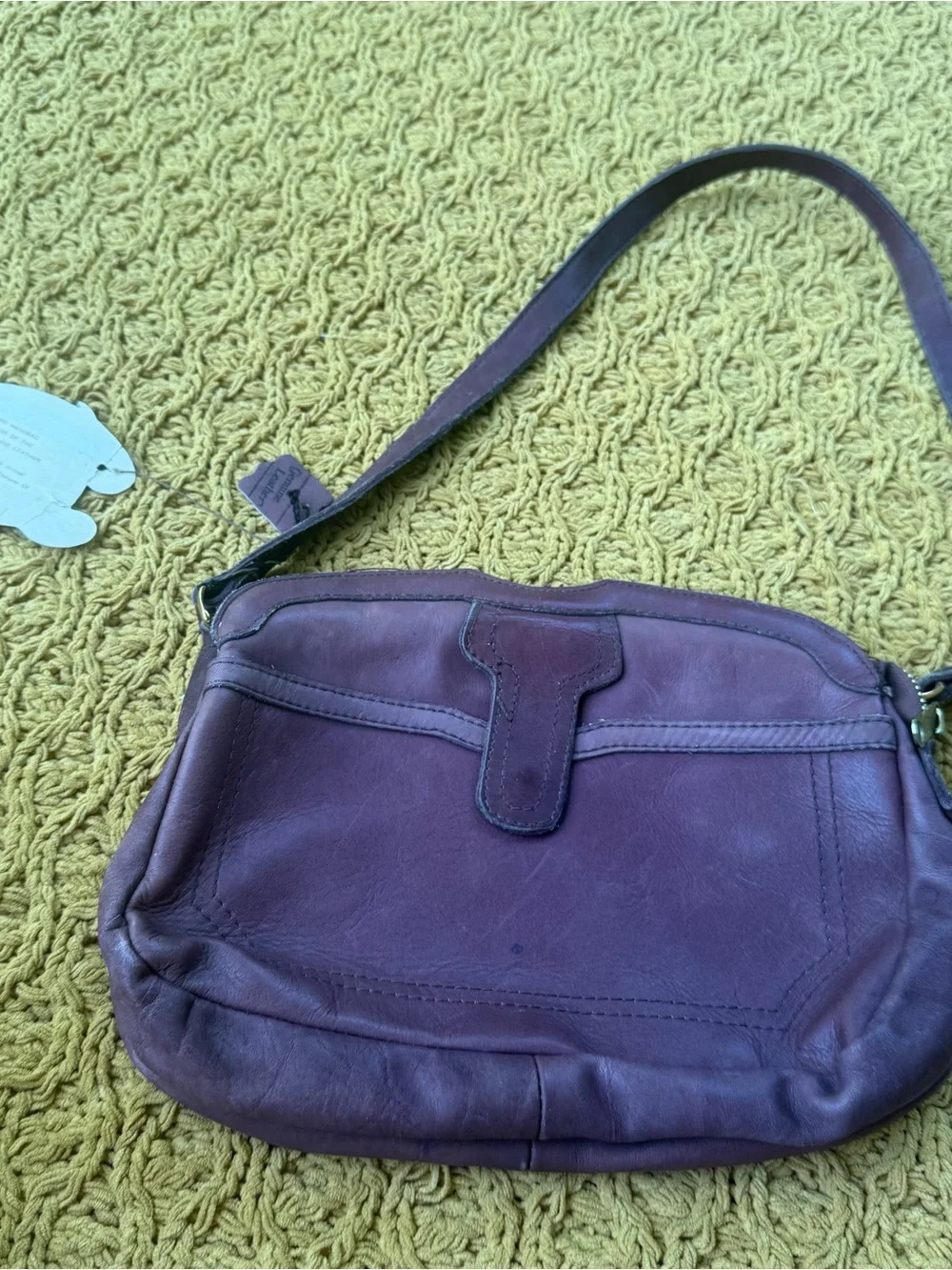 Viva of California New Vintage‎ 80s Purple Leather Crossbody Purse Bag Festival